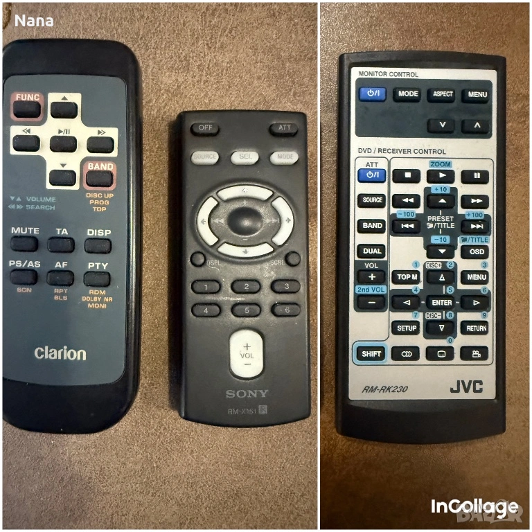 Дистанционни Кар аудио SONY, JVC, CLARION Цена 20лв, снимка 1