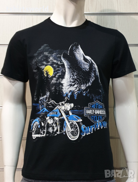 Нова мъжка тениска с дигитален печат HARLEY DAVIDSON -Вълк (Wolf), Survivor , снимка 1