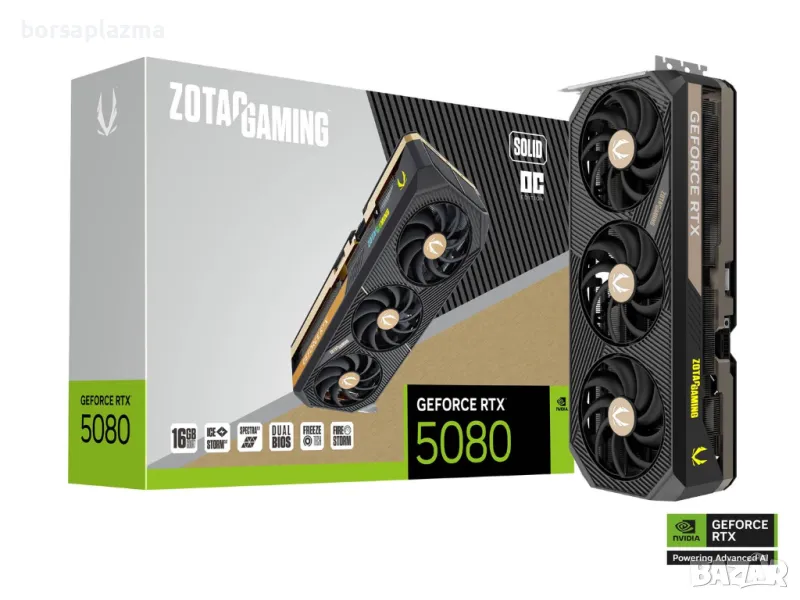 ZOTAC Gaming GeForce RTX 5080 SOLID OC, 16GB GDDR7, HDMI, снимка 1