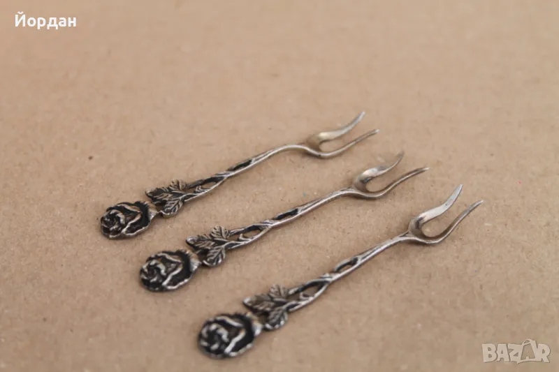 3 броя сребърни вилички, снимка 1