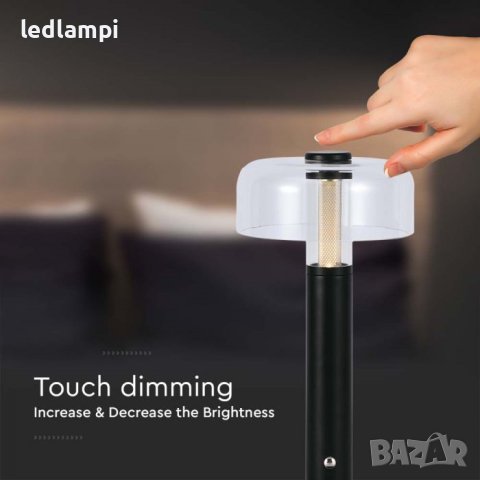 Настолна LED Лампа 1W Димиране Черна Презареждане Топло Бяла Светлина, снимка 2 - Настолни лампи - 41143927