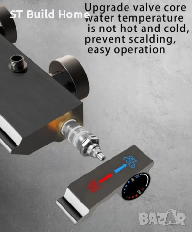 Луксозен стенен душ комплект с овална дъждовна глава и ръчен спрей, снимка 7 - Душове - 51486425