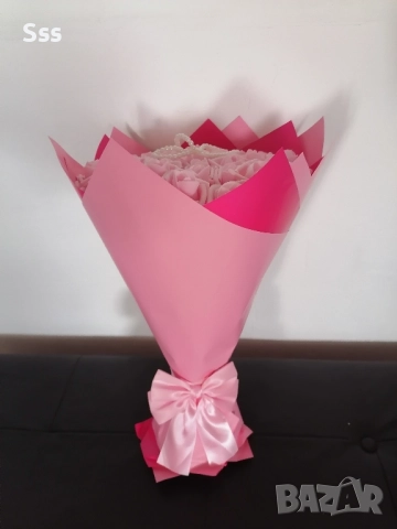 Букет от вечни сатенени рози , снимка 11 - Изкуствени цветя - 52592587