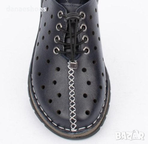 Дамски обувки от естествена кожа с перфорация на платформа , снимка 5 - Дамски ежедневни обувки - 41895983