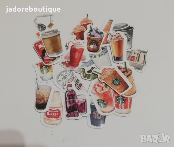 Скрапбук стикери за декорация планер напитки - 23 бр /комплект 