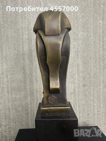Авторска бронзова скулптура "Бухал" – Арт Деко, Крис Кунрад (Coenrad), 31 см, снимка 4 - Антикварни и старинни предмети - 53089547
