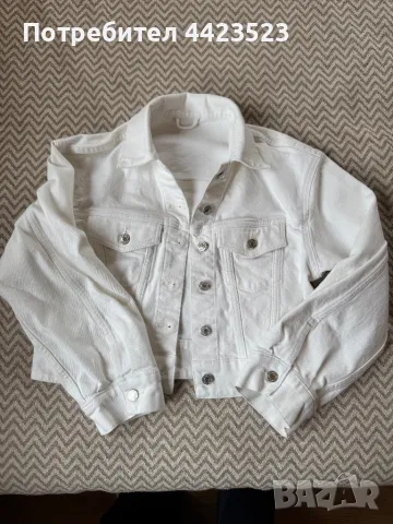 Бяло дънково яке, без следи от носене, снимка 2 - Якета - 49737260