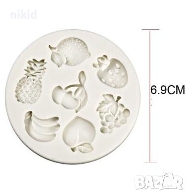 7 плодове плод ягода грозде череши банан ананас слива силиконов молд форма фондан шоколад, снимка 2 - Форми - 41364730