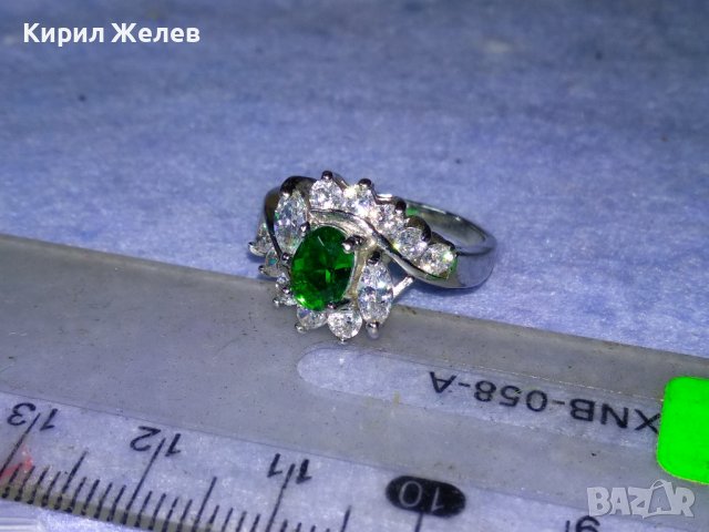 ПРЕКРАСЕН СКЪПОЦЕНЕН ПОСРЕБРЕН МЕДЕН АР НУВО ПРЪСТЕН с ЮВЕЛИРНО ФАСЕТИРАН ПЕРИДОТ и ЦИРКОНИ 37382, снимка 4 - Пръстени - 40689868