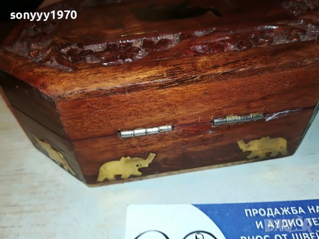 КУТИЯ ОТ ЕКЗОТИНО ДЪРВО С ЗЛАТНИ СЛОНЧЕТА 0403231849, снимка 14 - Антикварни и старинни предмети - 39885381