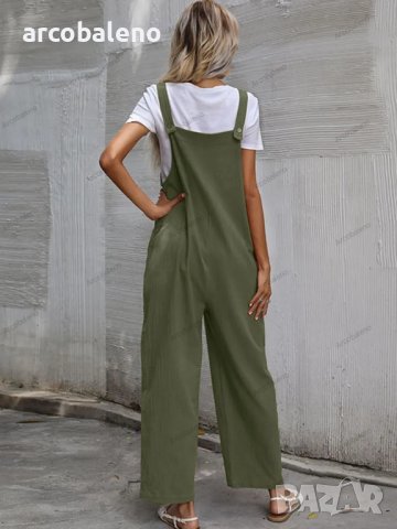 Дамски моден едноцветен гащеризон без ръкави и с тиранти, 9цвята, снимка 16 - Гащеризони - 41739942