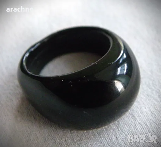 Пръстен от черен нефрит, Русия, снимка 4 - Пръстени - 48354054