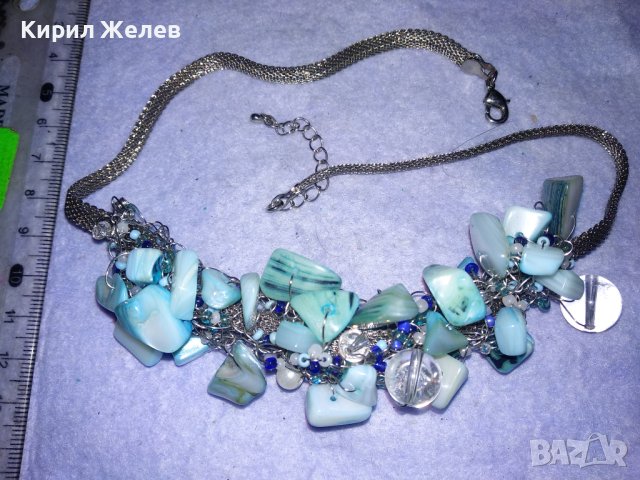 ПРЕКРАСНА ОГЪРЛИЦА от КРАЛСКИ СЕДЕФ МЪНИСТА и ПЛАНИНСКИ КРИСТАЛ и СРЕБРИСТ МЕТАЛ 38918, снимка 3 - Колиета, медальони, синджири - 41837020