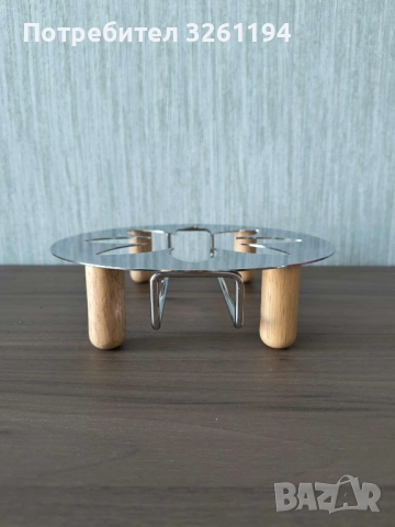 поставка, подложка за съдове метал и дърво– кръгла