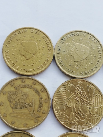 лот 13 монети 50 евро-цента различни държави, снимка 5 - Нумизматика и бонистика - 46648637