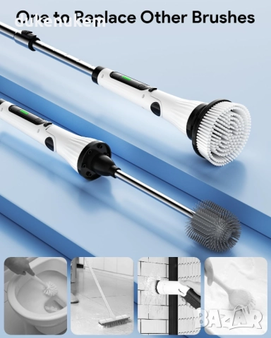 Електрическа въртяща се четка за почистване с дълга дръжка и 8 приставки, 2 скорости, акумулаторна, снимка 3 - Други стоки за дома - 52303241