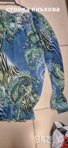 Дамска риза  в  синьо и зелено, снимка 4 - Ризи - 51247258