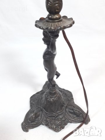 Ретро настолна месингова лампа   4/6, снимка 6 - Настолни лампи - 34511429