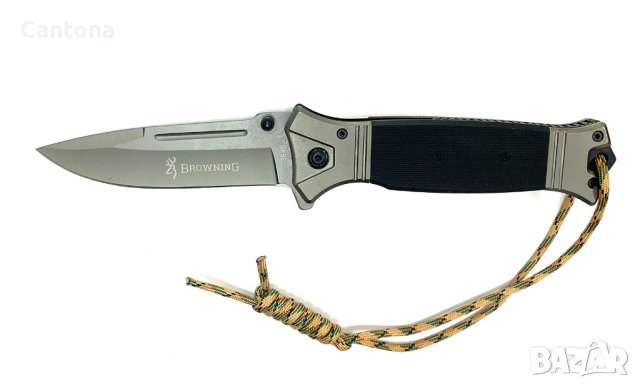 Сгъваем полуавтоматичен нож Browning 364B, гумирана дръжка, 95 х 220, черен, снимка 2 - Ножове - 41047136