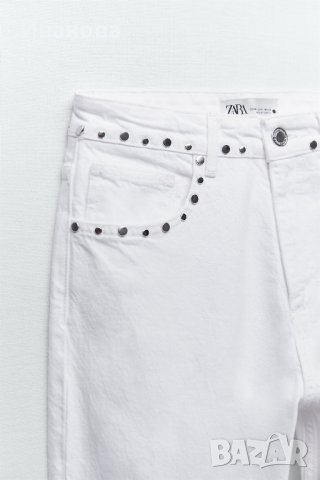 Бял дънков панталон ZARA, снимка 3 - Панталони - 40936667