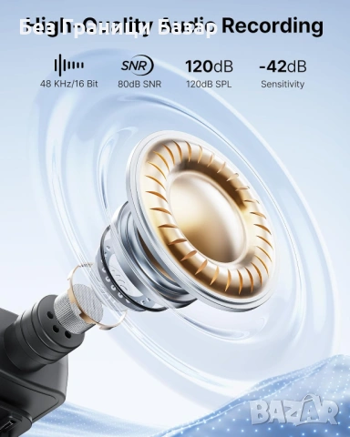 Нов BOYA BY-V3 безжичен микрофон за iPhone Android с шумофилтър за влог, снимка 3 - Микрофони - 49592061