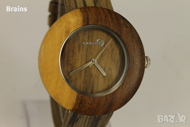 Оригинален Дървен Часовник EARTH Quartz, снимка 4 - Мъжки - 53609155
