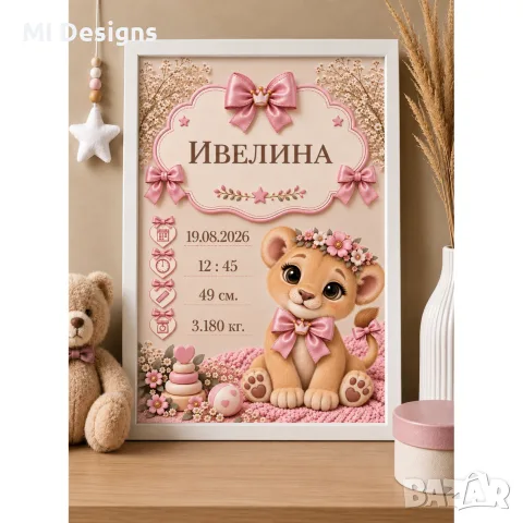 Бебешка визитка | Лъвче или Лъвица | Момче или Момиче, снимка 3 - Други - 56121460