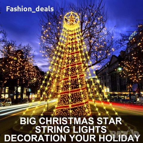 Нова Външна коледна украса Лампички Светлини двор Градина Дърво Елха, снимка 5 - Декорация за дома - 39512519