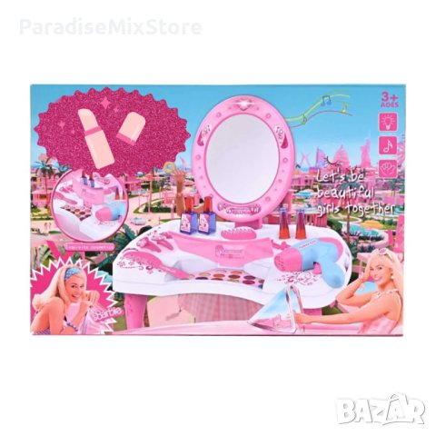 Детска тоалетка с огледало, масичка и аксесоари Б А Р Б И, снимка 1