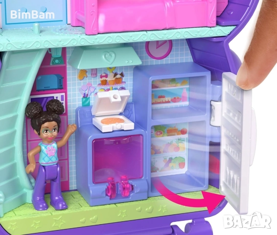 Игрален комплект Polly Pocket с аксесоари в чантичка - Кучешко пижамено парти, снимка 6 - Кукли - 52466511