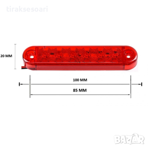 10 БРОЯ LED Червен Габарит с 6 диода за камион ремарке платформа 12V-24V, снимка 2 - Аксесоари и консумативи - 44790409