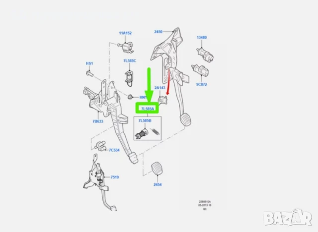 1463612 Възвратна пружина за педала на съединителя FORD FOCUS II, FOCUS C-MAX, GRAND C-MAX,, снимка 4 - Части - 50899896