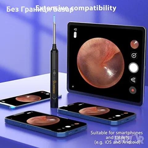 Нова Камера за почистване на уши 1920P HD отоскоп 6 LED 8 накрайника за iOS Android, снимка 8 - Други - 55955068