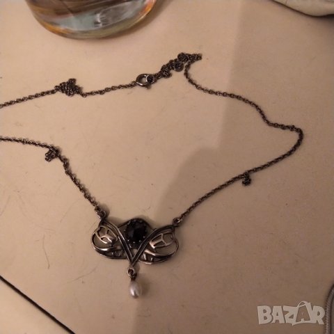 Авторска стара огърлица ,сребро ,позлата ,рубин ,перла НАМАЛЕНИЕ , снимка 5 - Колиета, медальони, синджири - 38830827