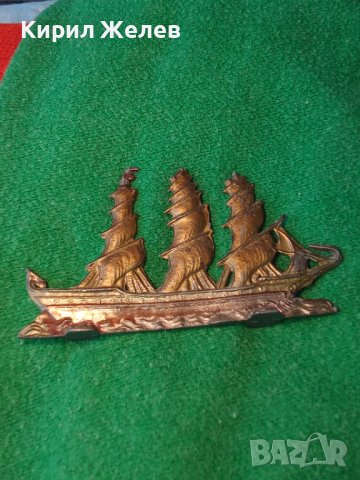 СТАР ОЛОВНА СТАТУЕТКА ФИГУРКА на КОРАБ ВЕТРОХОД ПЛАТНОХОД ЛАКИРАН РЯДЪК за КОЛЕКЦИЯ ДЕКОРАЦИЯ 22736, снимка 2 - Колекции - 38138051