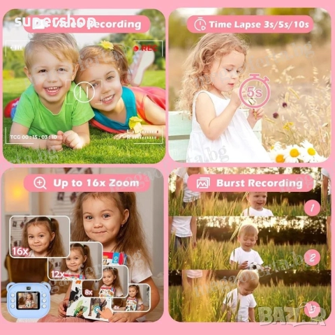 Детски Фотоапарат камера с незабавен печат и функции „Направи си сам“, снимка 8 - Други - 52566289