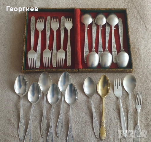 Посребрени мелхиорени лъжици ,вилици за супа от СССР , снимка 2 - Прибори за хранене, готвене и сервиране - 43199619