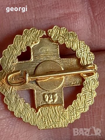 Немска позлатена сребърна значка на кръводарител, снимка 4 - Колекции - 39890345