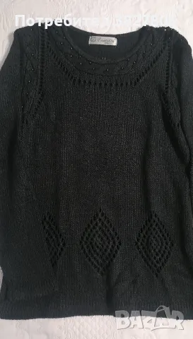 Плетен пуловер черен