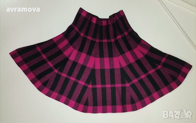 Miss Azur пола розово-черно каре – М размер, момиче, снимка 3 - Детски рокли и поли - 34007859