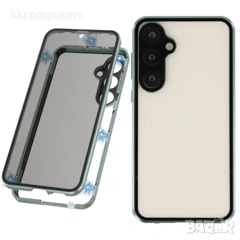 Двустранен Защитен Калъф за Samsung S26 - Закалено стъкло, Антишпионски, Метална рамка, 7 цвята, снимка 2 - Калъфи, кейсове - 53854585