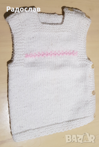 Бяла фанела ръчно плетена 1 - 2 год, снимка 1