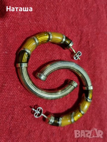 Италиански масивни сребърни позлатени обеци с цветен емайл, снимка 7 - Обеци - 41858765