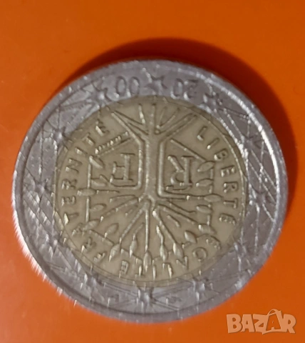 2 евро, 2000г., Франция, ”Дървото на живота” , снимка 2 - Нумизматика и бонистика - 53502359