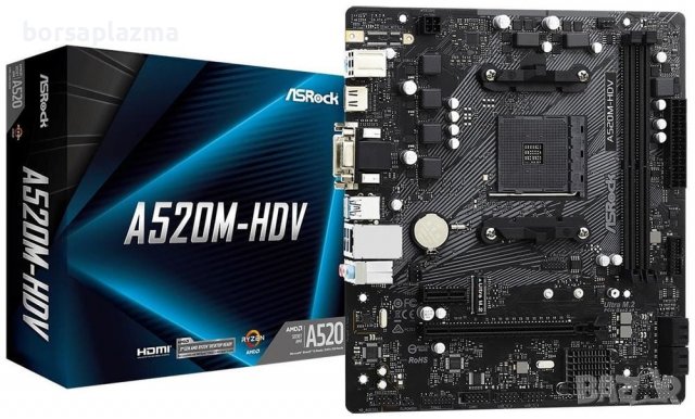 ASRock A520M-HDV AMD AM4 MATXASRock A520M-HDV AMD AM4 MATX, снимка 1 - Дънни платки - 39344041