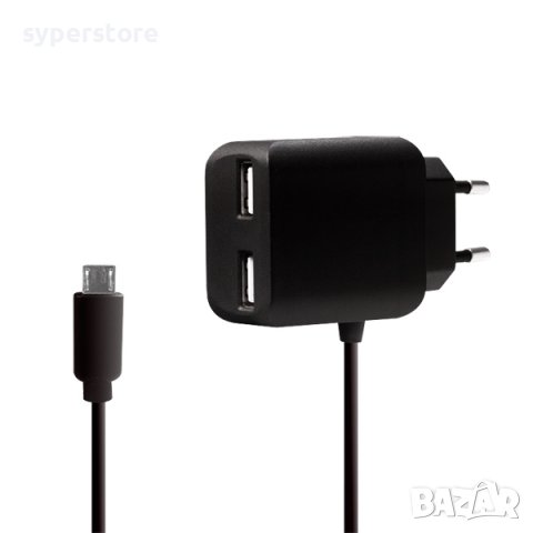 Адаптер + Кабел USB Charger 2x +Micro USB cable 1m, 2.1A SS300952