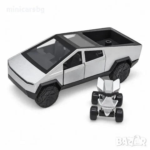 Метални колички: Tesla Cybertruck с ATV , снимка 3 - Колекции - 55979281