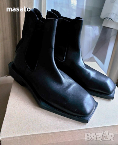 ASOS - интересни черни боти от естествена кожа №39, снимка 6 - Дамски боти - 35992726