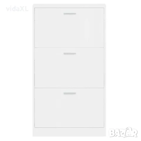 vidaXL Шкаф за обувки, бял гланц, 59x17x108 см, инженерно дърво, снимка 6 - Шкафове - 56147104
