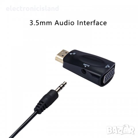  Мъжки HDMI / женски VGA адаптер HD 1080P конвертор за компютър, TV Box, Проектор и други, снимка 10 - Кабели и адаптери - 33754518